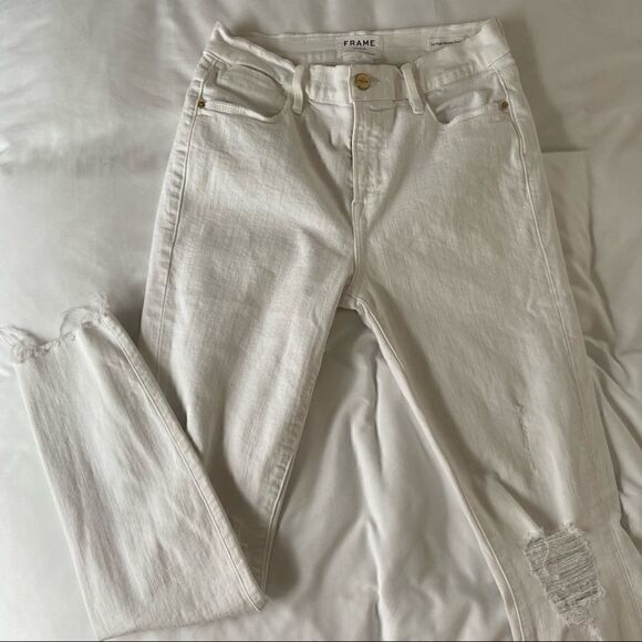 Frame Denim Le High Rise Skinny Crop White - Picture 7 of 10